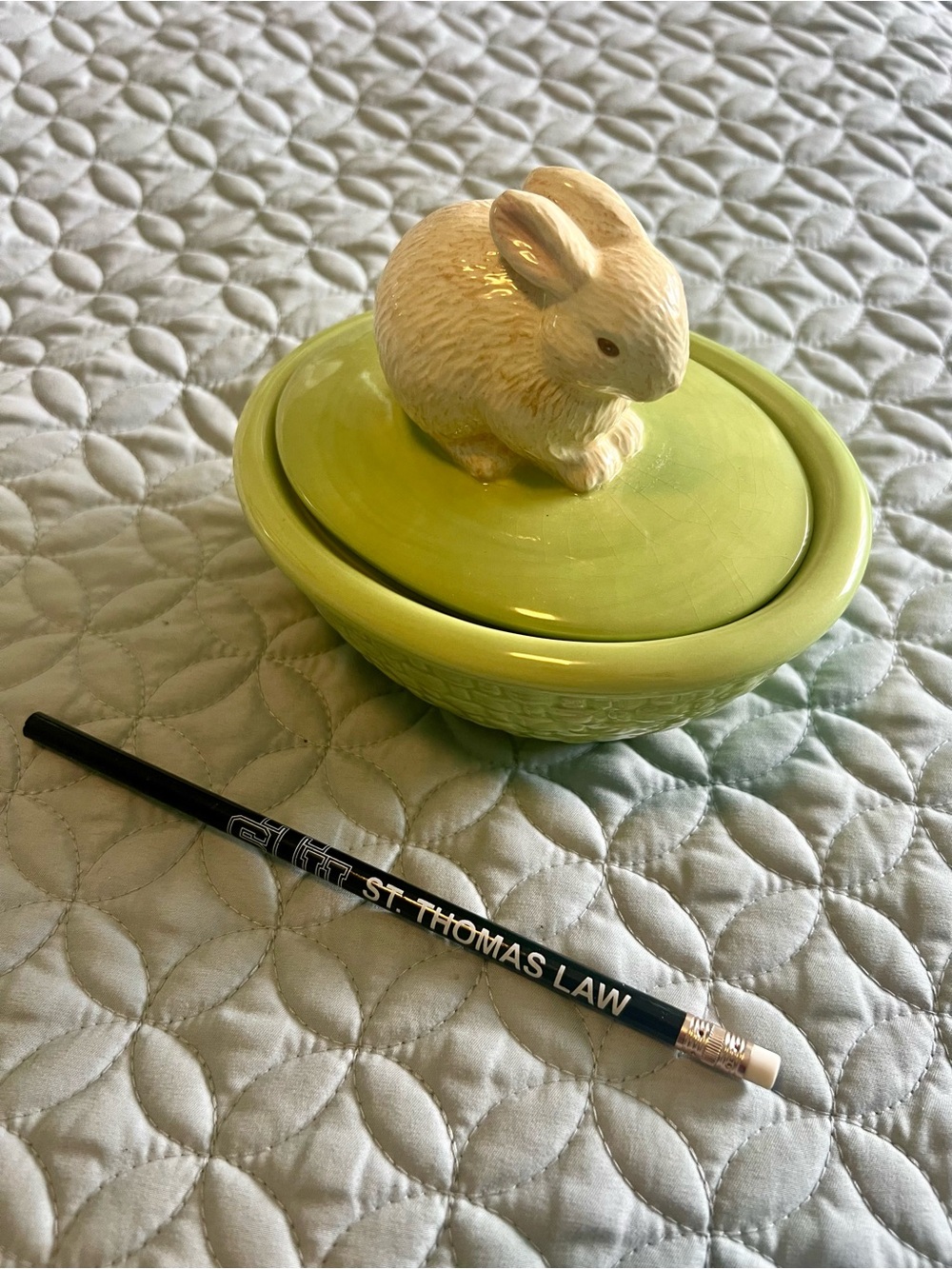 Ceramic Bunny Treat Dish in Light Green